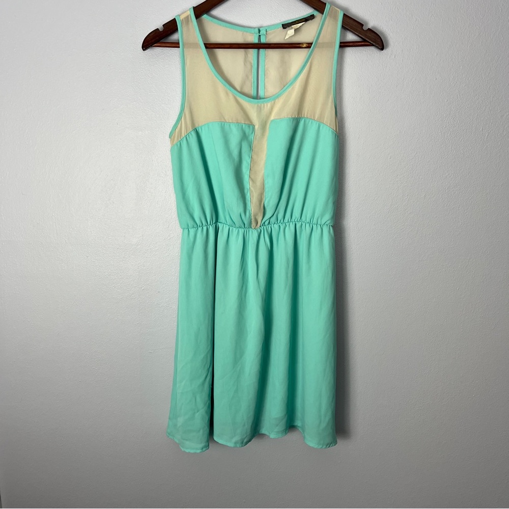 EnRoute teal and cream mini dress